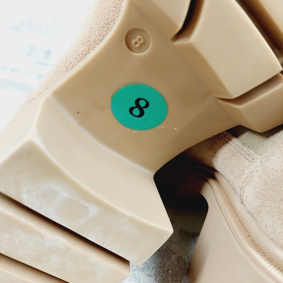 New Antonio De Falia Tan Suede Block Heel Chunky Sole Pull On Ankle Boots i732 - Picture 10 of 12